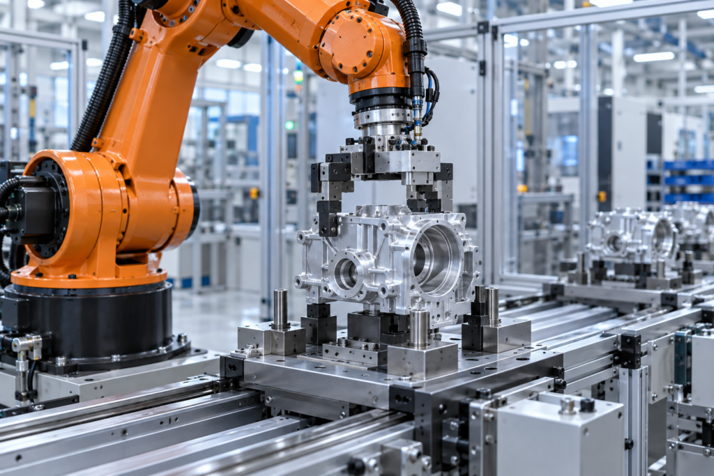 AI concept of machined components in an industrial robot application