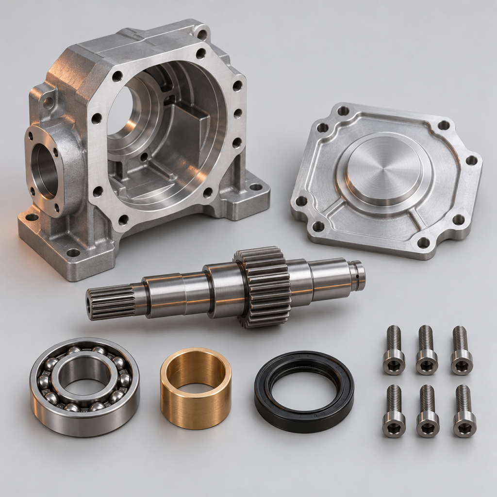 AI flat-lay concept of disassembled mechanical components